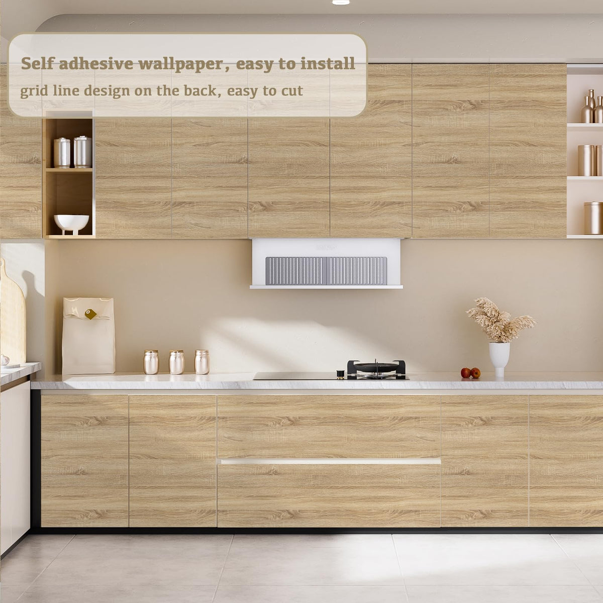Abyssaly White Wood Effect Sticky Back Plastic for Furniture & Walls