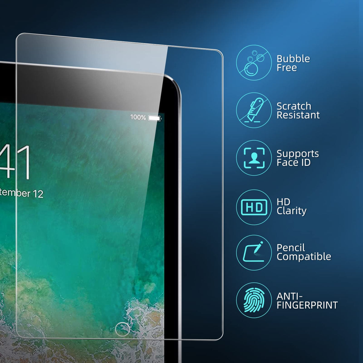 NEW'C for iPad Air 5/4, iPad Pro 11-inch Screen Protector Tempered Glass
