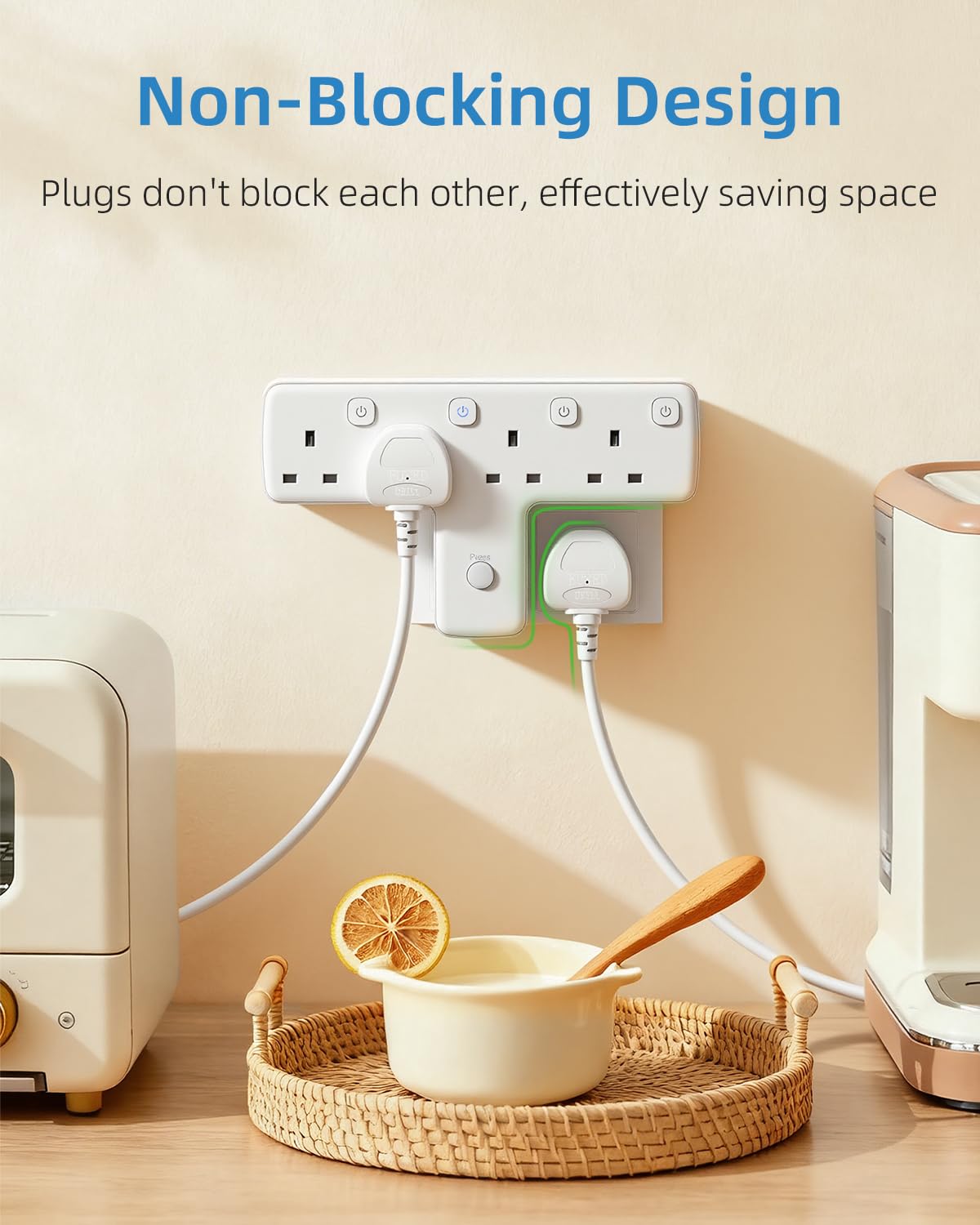 Plug Adapter, Mscien 3 Way Extension Plug with 3 USB, Plug Extension Socket with Independent Switches, Multi Plug Adaptor UK Built-in Surge Protector with 180 Degree Rotation Button