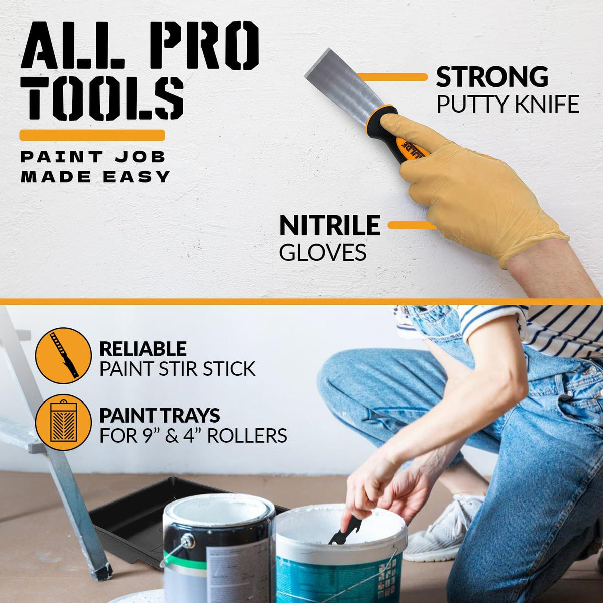 RAULDE Paint Rollers and Trays Set of 21- Roller Sets for Painting - Paint Brush and Rollers Set - Rollers for Painting - Wall Paint Roller - Home Painting Kit