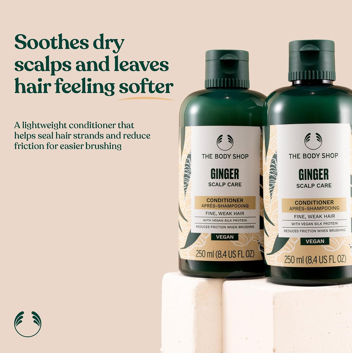 The Body Shop Ginger Scalp Care Conditioner (1x 250ml), Conditioner for Dry, Flaky Scalp, Helps Seal Hair Strands & Reduce Friction, Use After Shampoo, Vegan Haircare