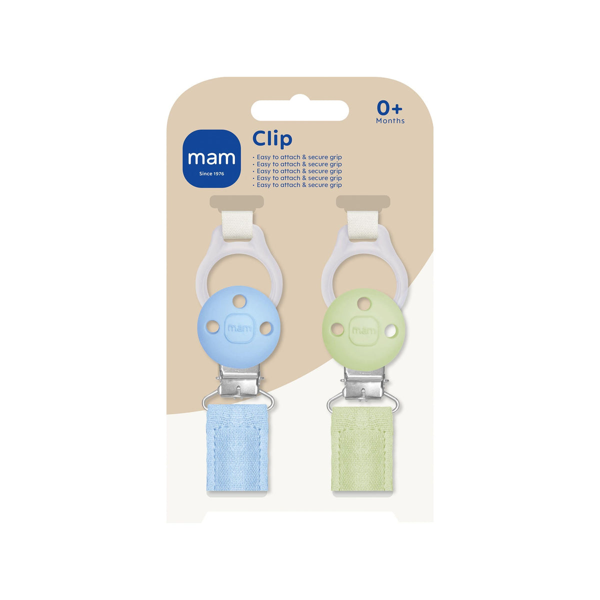 MAM Dummy Clip | 2 Pack | Baby Soother Clips Fit All MAM Soothers | Adjustable Length and Lightweight Design | Baby Accessories | Pink | Dummies Not Included