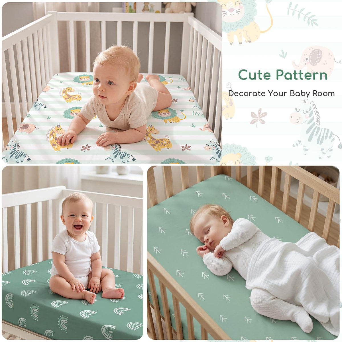 Cot Bed Sheets 120x60 cm Fitted for Baby and Toddler