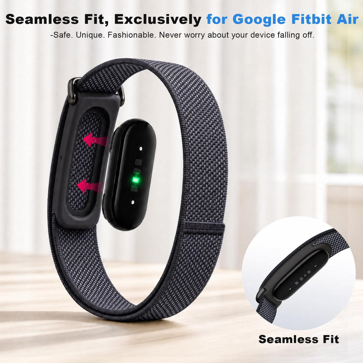 Compatible with Google Fitbit Air Strap Nylon Loop Sport Replacement Band