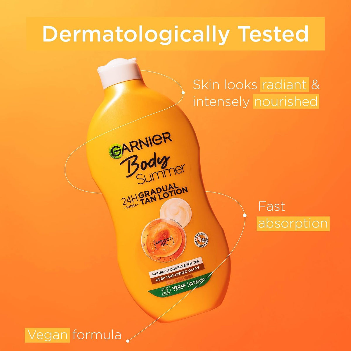 Garnier Summer Body Gradual Tan Moisturiser Deep, Face and Body, 400ml