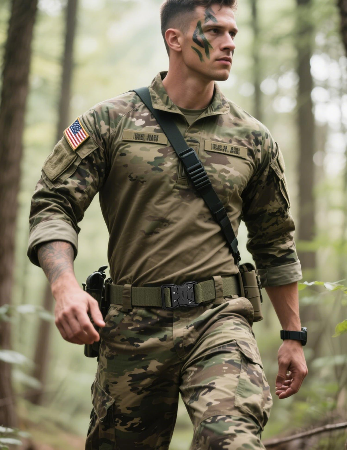 JUKMO Quick Release Tactical Belt, Military Work 1.5" Nylon Web Hiking Belt