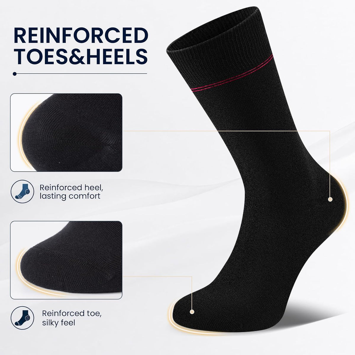 Mens Socks, 6/12 Pairs Cotton Business Socks for Men