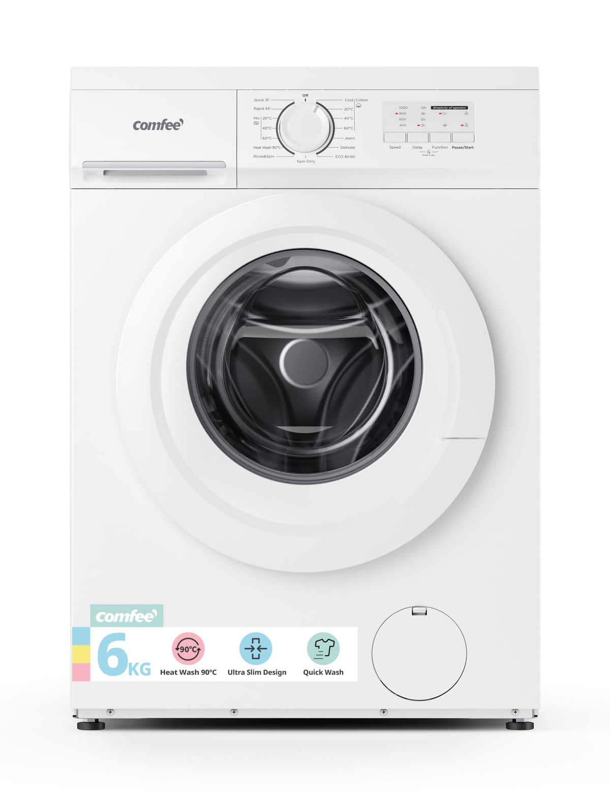 COMFEE' 9kg Washing Machine Energy Class A 1400rpm BLDC Motor Slim White