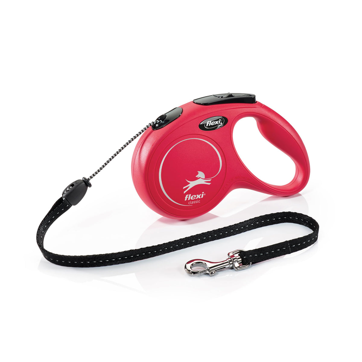 flexi Classic S | 5 m Retractable Cord Leash for Dogs up to 12 kg | Black | Retractable Dog Lead | Weight: 160 g | Dimensions: 9.6 x 16.2 cm