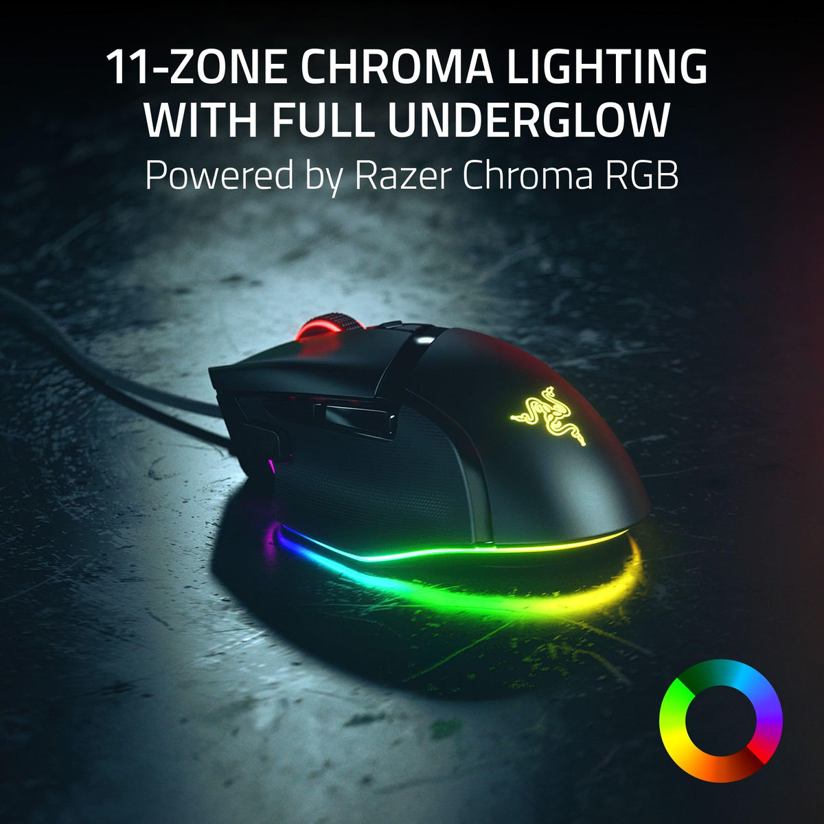 Razer Basilisk V3 - Wired Customisable Gaming Mouse (10+1 Programmable Buttons, HyperScroll Tilt Wheel, 11 Chroma RGB Lighting Zones, Optical Mouse Switches, Focus+ 26K DPI Optical Sensor) Black