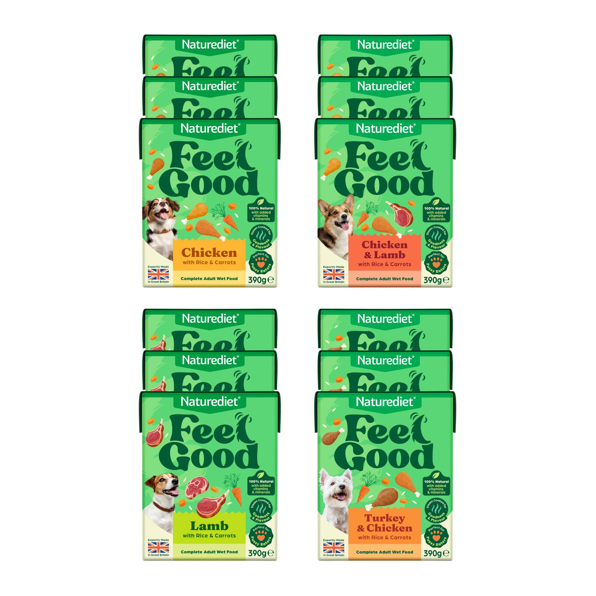 Naturediet Feel Good Wet Dog Food Selection Pack, 390g x 16 Cartons