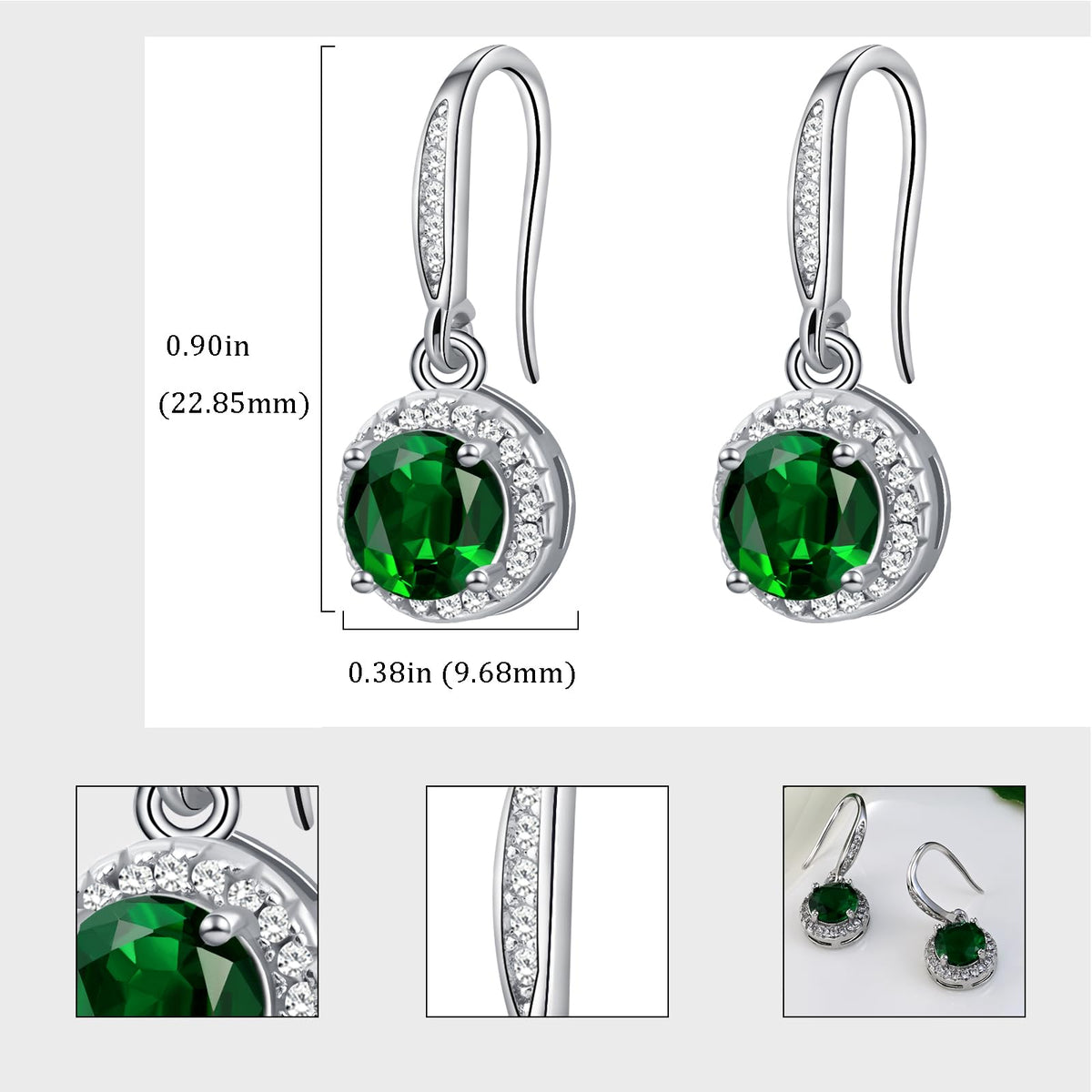Birthstone Drop Earrings for Women, Silver Plated Dangle Earrings