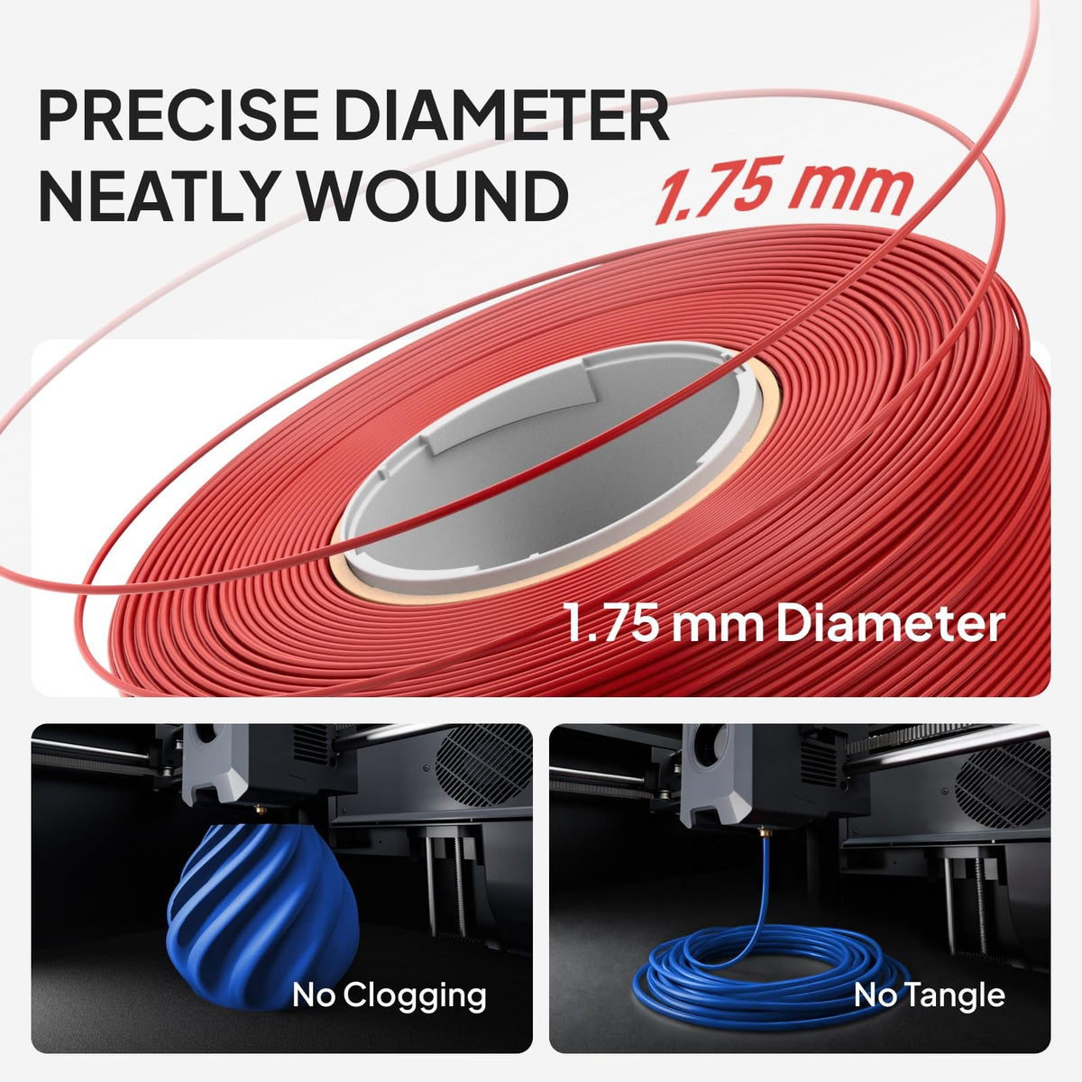 ELEGOO PLA Basic Refill 3D Printer Filament 1.75mm Red 1KG, Easy Storage