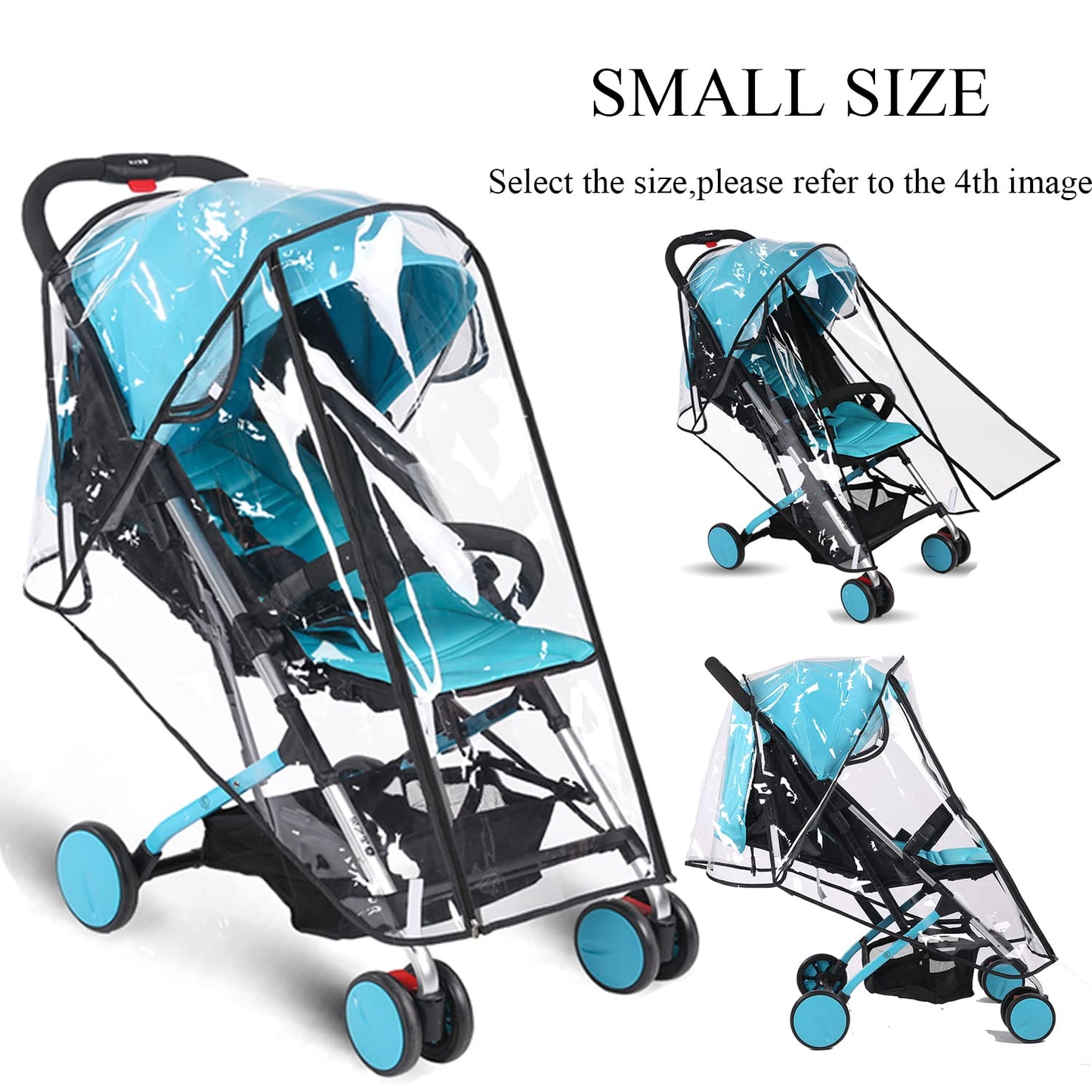 Pushchair Rain Cover Pram Wind Snow Cover Buggy Stroller Weather Shield Travel Accessories Universal Size Protect from Rain Cold Dust Water Clear EVA Plastic (Large)