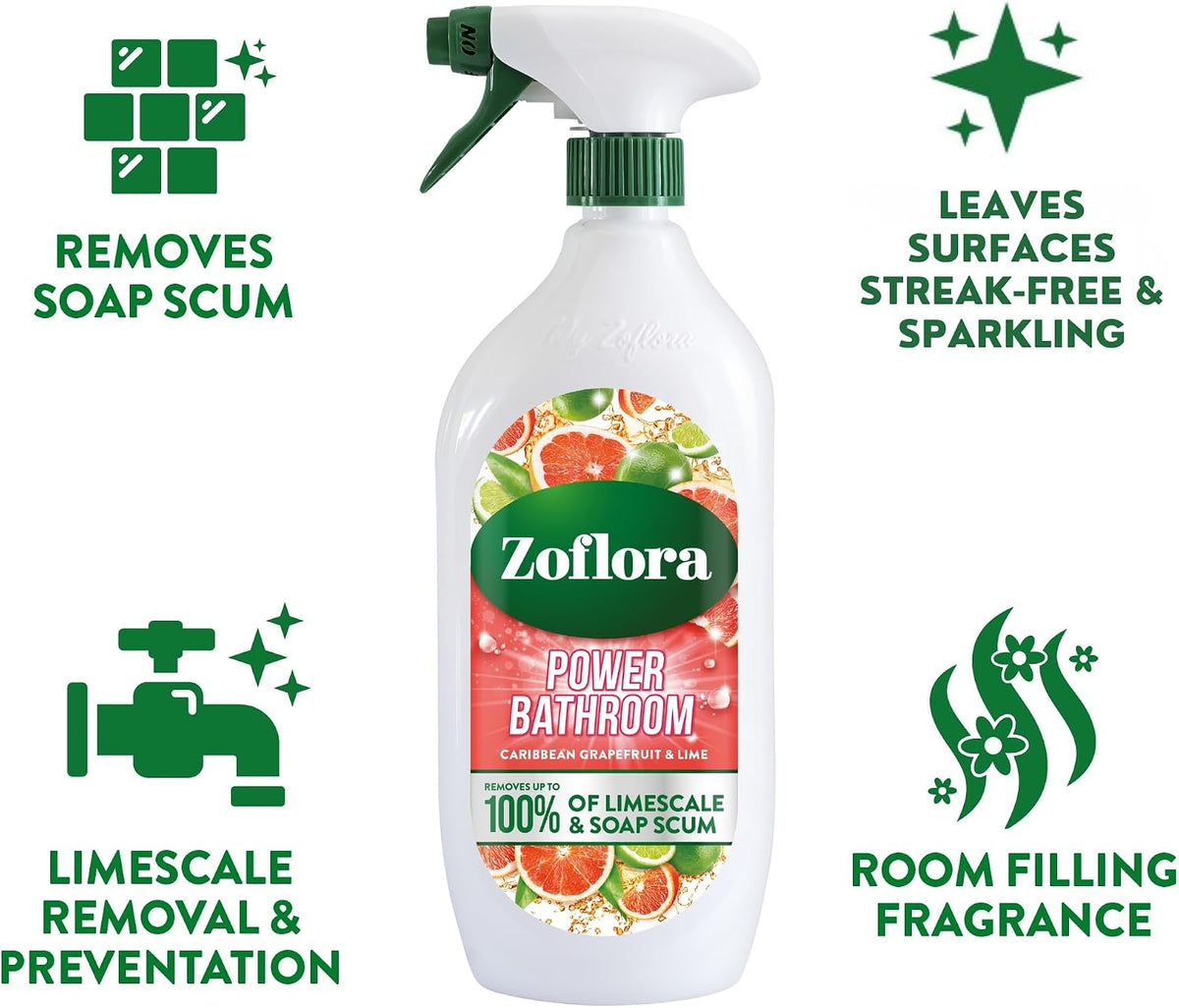 Zoflora Grapefruit & Lime Power Bathroom Cleaner Trigger Spray, 800ml