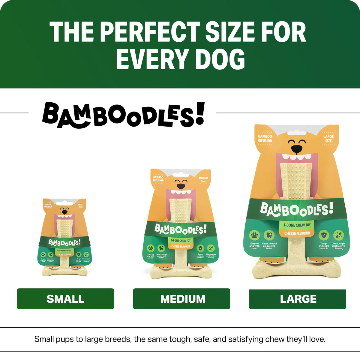 Bamboodles T-Bone Dog Chew Toy – Small | Chicken Flavour | Long Lasting Chew toy for Small Dogs | Durable Chew Toy to Satisfy Chewing Instincts