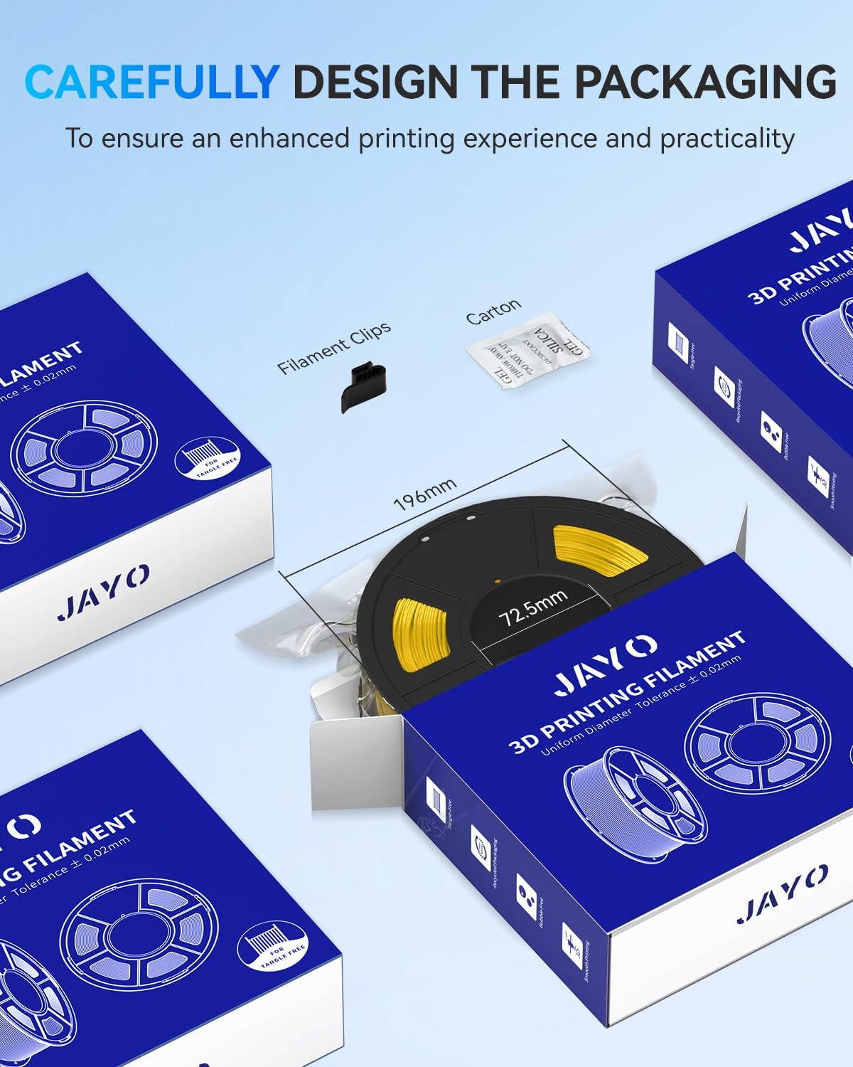 JAYO PLA+ 3D Printing Filament 1.75 mm, 1.1KG (2.4lbs) Spool Black