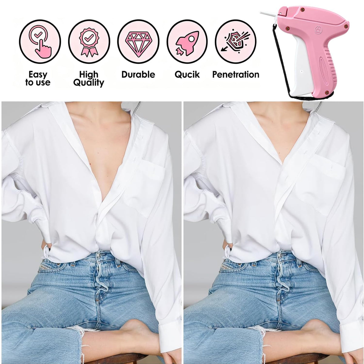 Stitchy Quick Clothing Fixer, Mini Stitch Gun for Clothes, Clothing Stitch Tagging Gun with Case,Stitchy Tool with 6 Needles,1500 Black & 1500 White 5mm Micro Fasteners