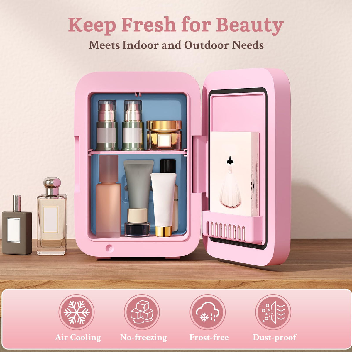 ARTETHYS Mini Fridge for Bedrooms, 10L Small Portable Car Fridges
