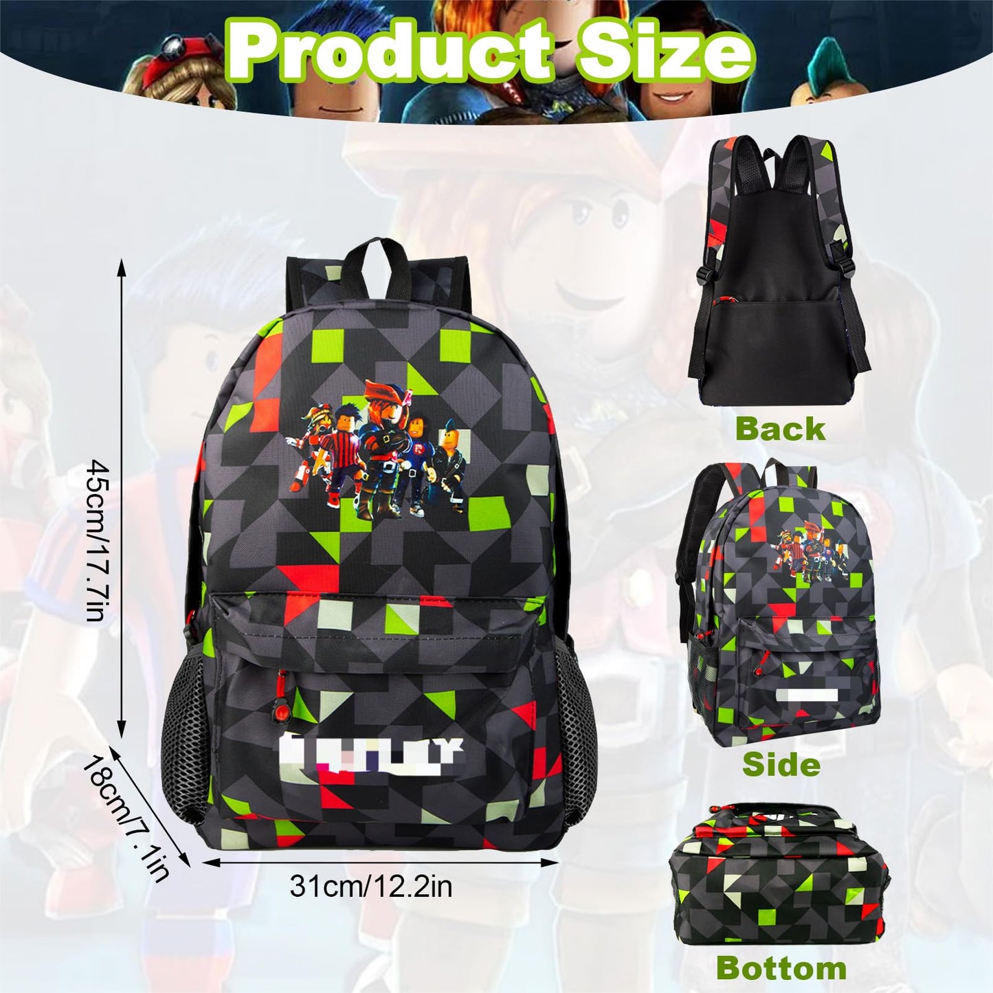 yumcute De-mn Backpack Kids, Teen Game School Bags, Children Primary Schoolbag, Children's School Backpack, 17 Inch Large Capacity Travel Rucksack Waterproof Boys Girls Book Bags for Aged 3-12 Years