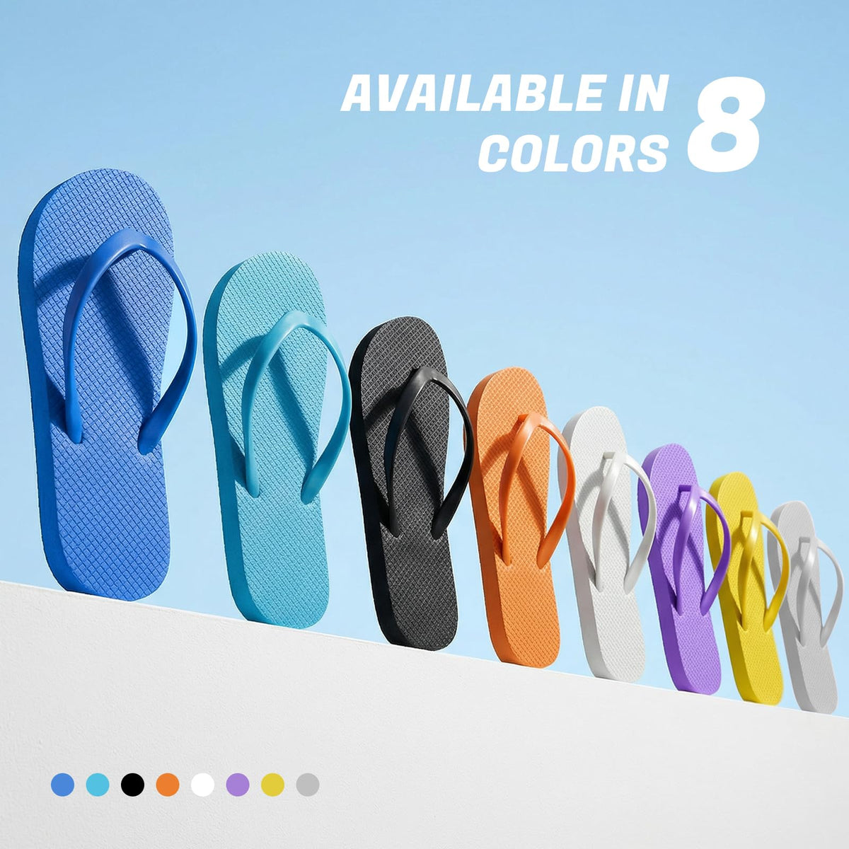 Women's Non-Slip Flip Flops Ultra Lightweight Basic Thongs Rubber Soft Slide Slip-on Shoes Beach Pool Shower Sandals