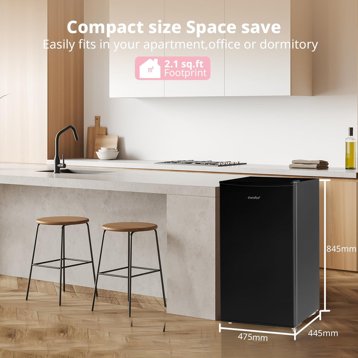 COMFEE' 60L Under Counter Freezer, 4-Star Freezing, RCU60WH2(E)
