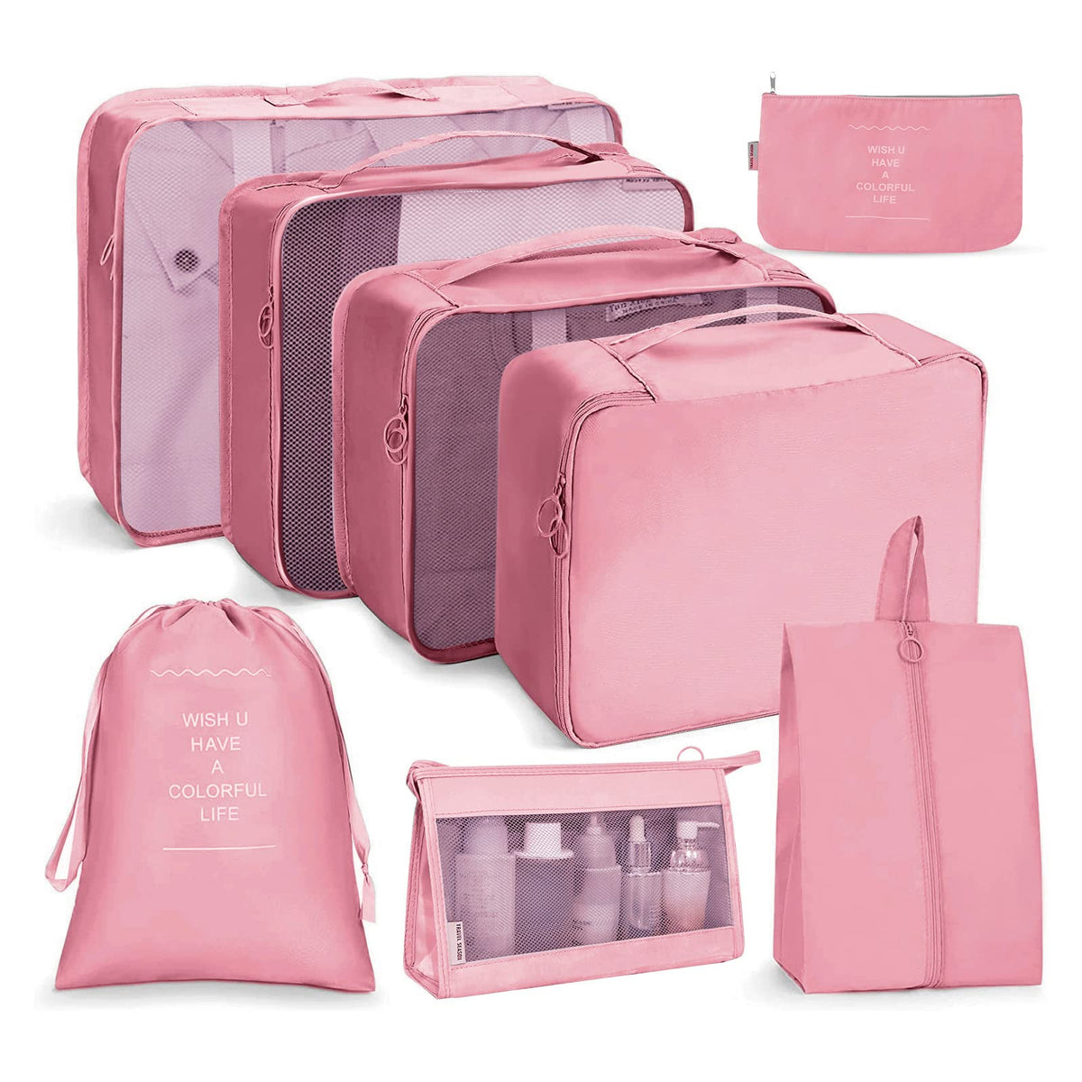 OSDUE Packing Cubes for Suitcase, 8PCS Thickening Travel Organiser Packing Bags Lightweight Travel Accessories Organizers Essentials Clothes Shoes Cosmetics Toiletries Storage Bags