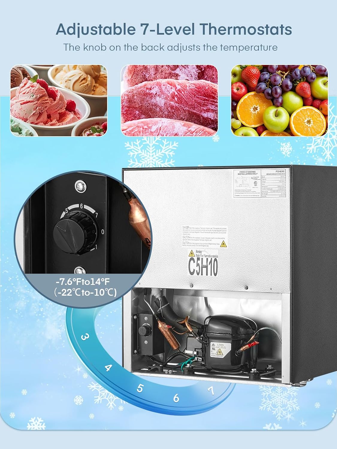 FOHERE 32L Mini Small Freezer Small Table Top Fridge Energy Efficient