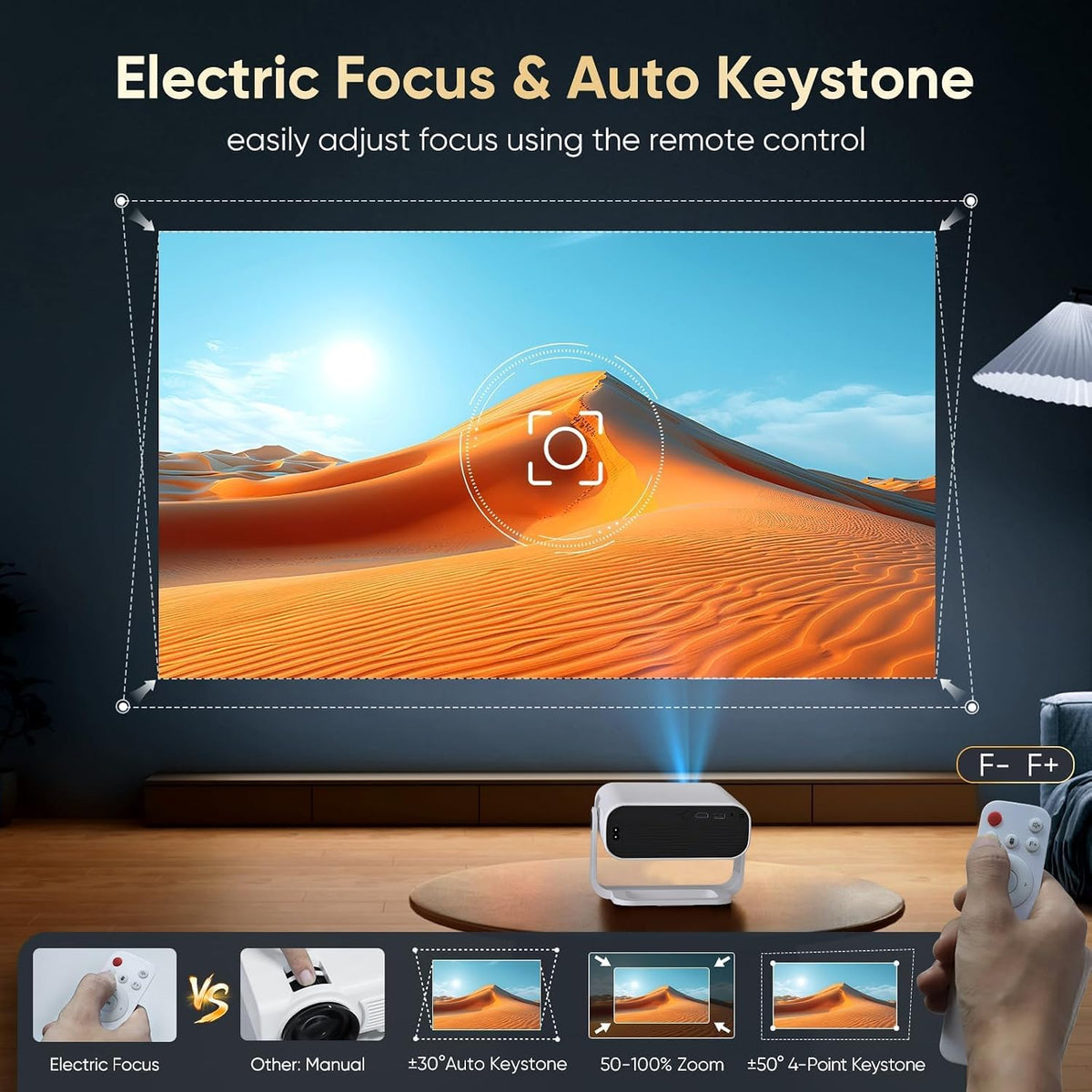 2026 New Smart Projector Built-in Apps Android 14 Native 1080P 4K Supported