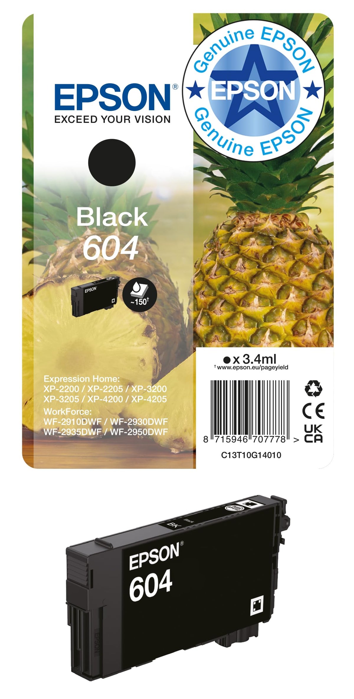 Epson 604 Pineapple, Genuine Multipack, 4-colours Ink Cartridges
