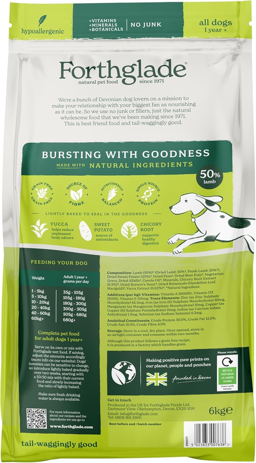Forthglade Dry Dog Food, Lightly Baked, (2kg), Hypoallergenic and Grain Free Dog Food, Adult 1 Year +, Turkey With Sweet Potato, Completed and Balanced Meal, 50% Single Source Protein