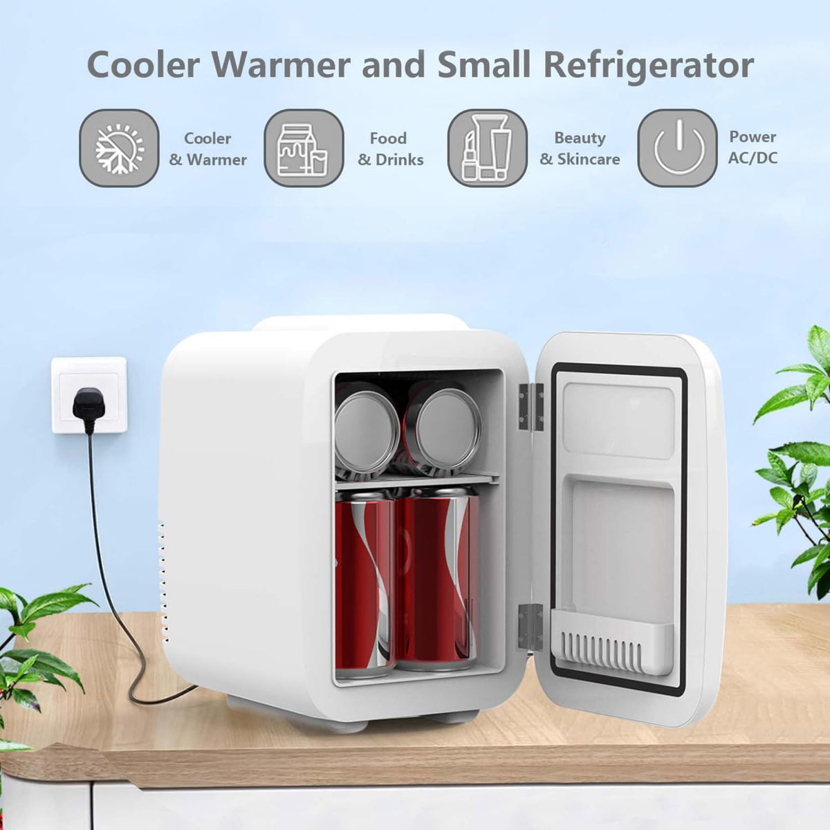 Crystals 4/10/15L Litre Mini Fridge, Table Top Small Fridge Cooler & Warmer for Car Bedrooms Desk Office, 12V DC - 220 AC, Mini Fridge for Bedrooms – Energy Efficient (Black, 4L Litre)
