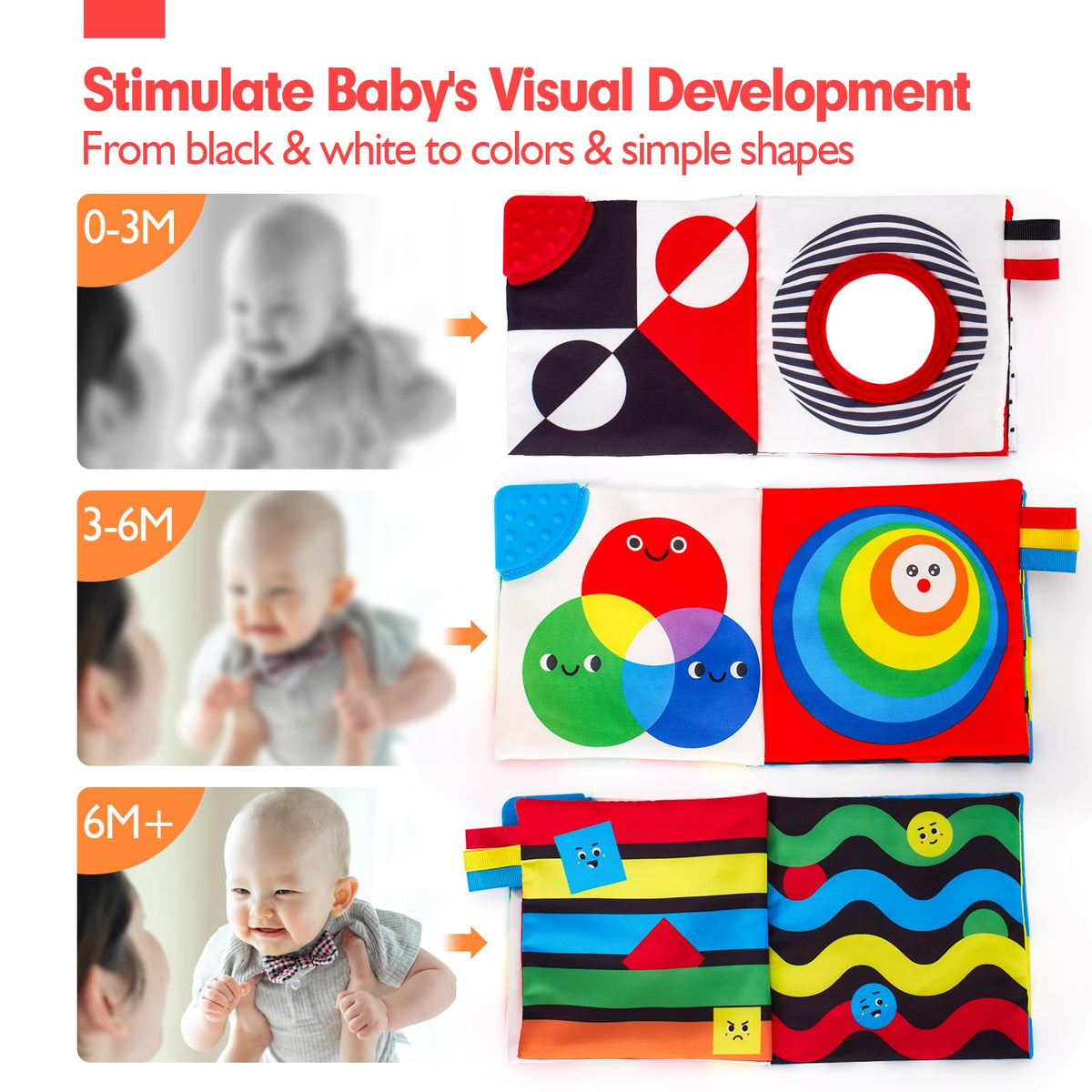 hahaland Baby Books 0-6 Months, Soft Cloth Newborn Books Toy for Babies