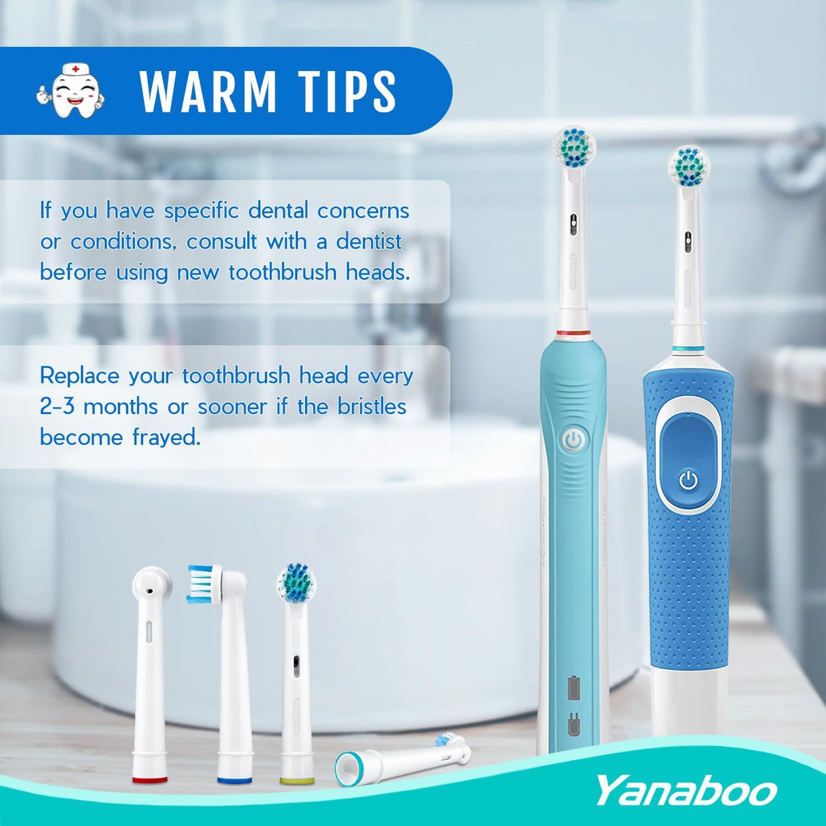 Oral B Compatible Toothbrush Head, Yanaboo Replacement Brush Heads for Most Braun Oral B Electric Toothbrushes of Vitality Pro Smart Genius Series, Precision Clean and Plaque Removal (8 Pack in White)