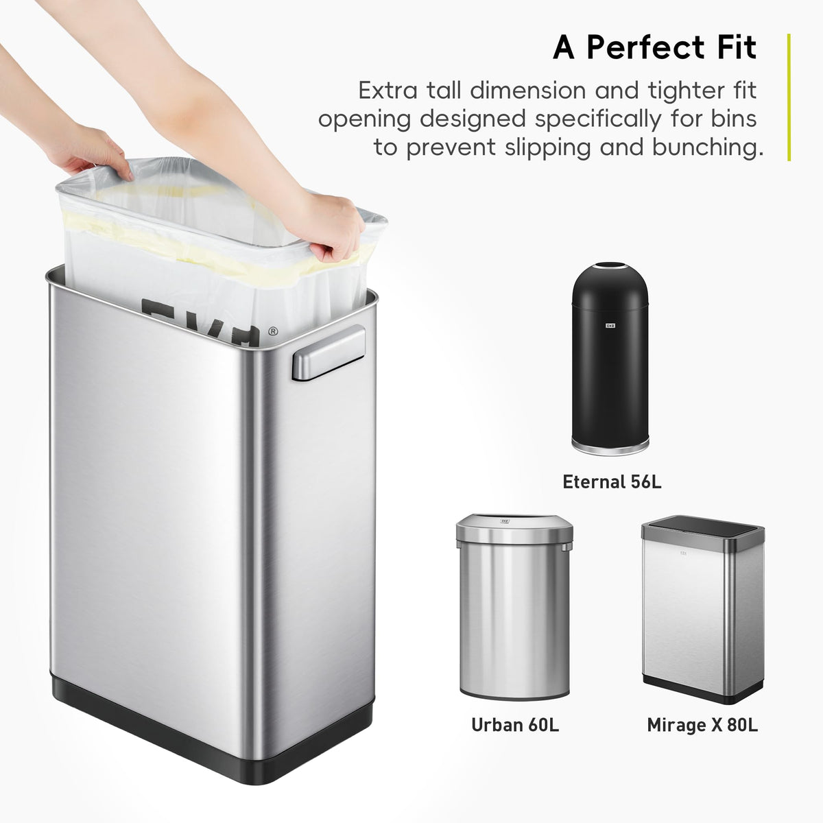 EKO Bin Bags, Kitchen Bin Liners, Drawstring, 40-60 Litre, 12 Count, Code F