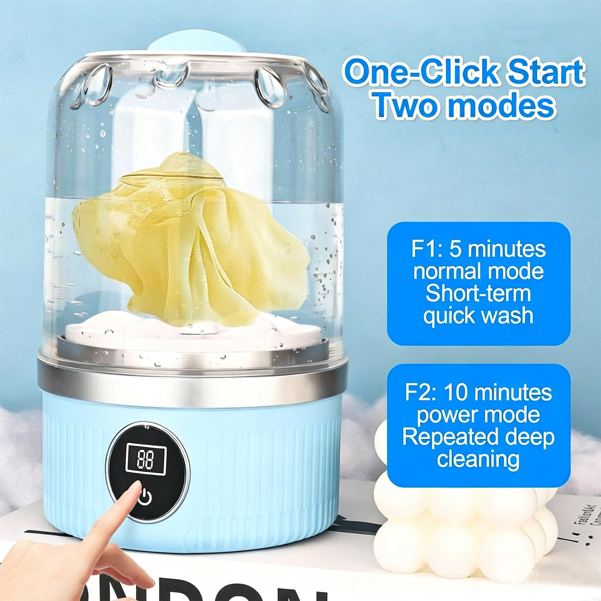 Portable Washing Machine, With a USB mini Washing Machine, 600 g Tragbare Underwear Washing Machines, Suitable for travel camping dormitories (white)