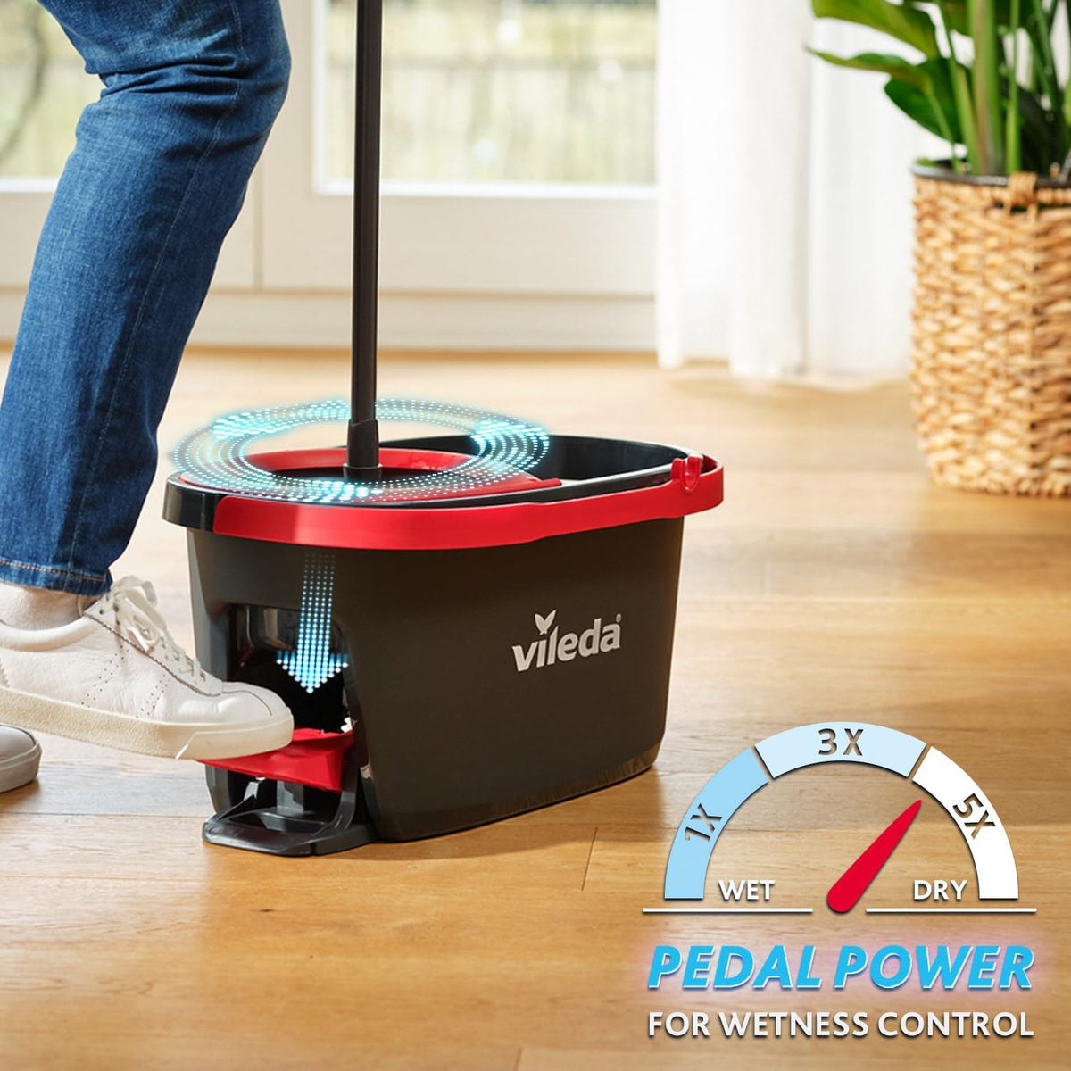 Vileda Turbo 2in1 Spin Mop & Bucket Set with Foot Pedal and Extra Refill