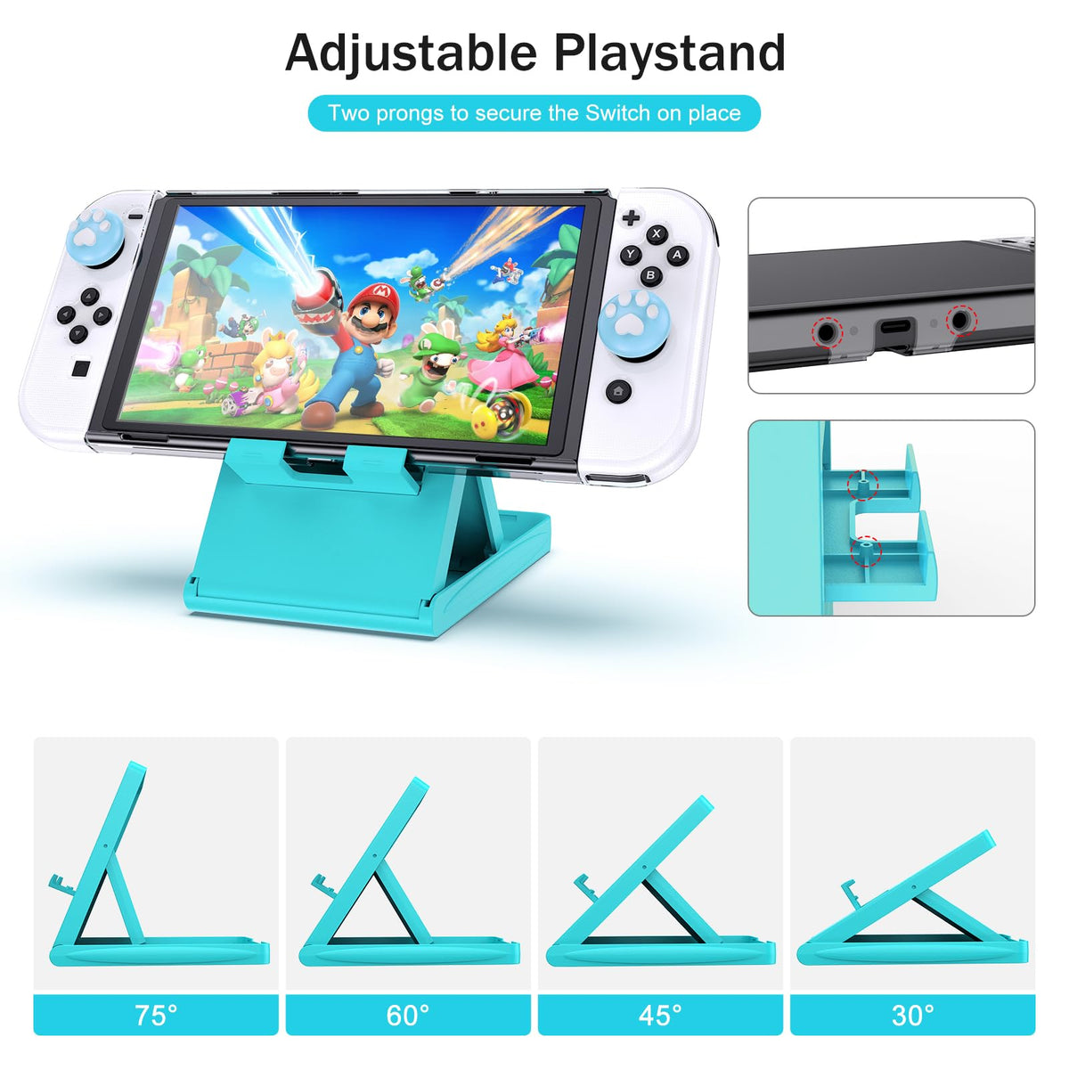 Younik Switch Accessories Bundle, 17 in 1 Switch Accessories Kit for Girls Include Switch Carrying Case with 9 Game Card Slots, Adjustable Stand, Protective Case for Switch Console & J-Con (Blue)