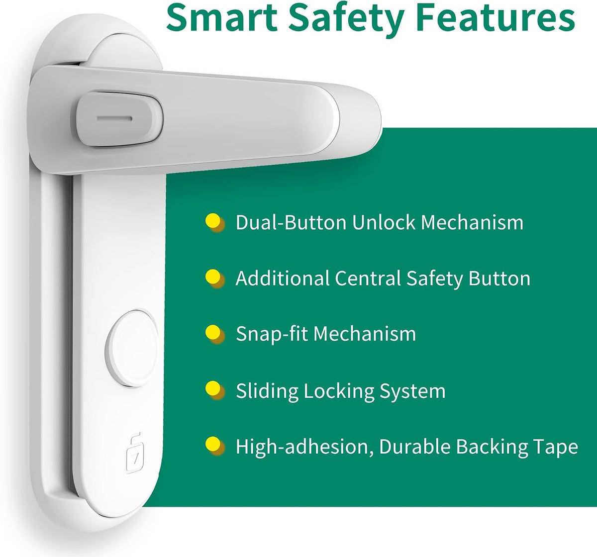 Moonybaby 2 Pack Door Lever Safety Lock, Door Locks for Children, Child Door Handle Lock, Baby Proofing Door Lock Without Drilling, Strong Adhesive, Easy to Install, No Tools Required (White)