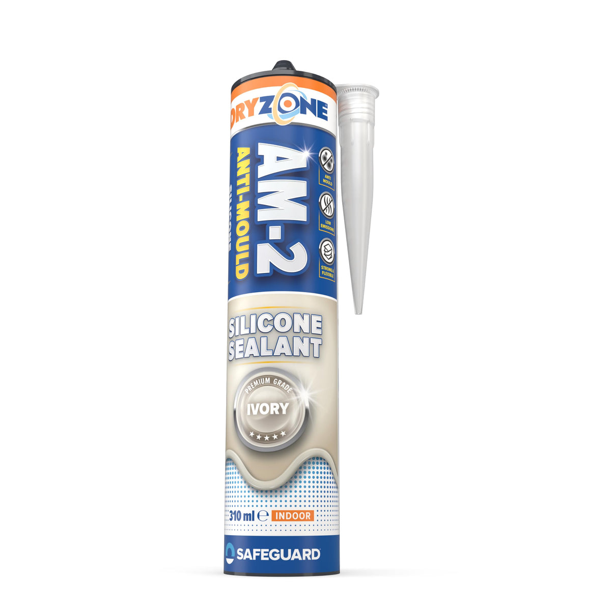 Dryzone Silicone Sealant White Anti Mould 310ml - Premium Sanitary-Grade
