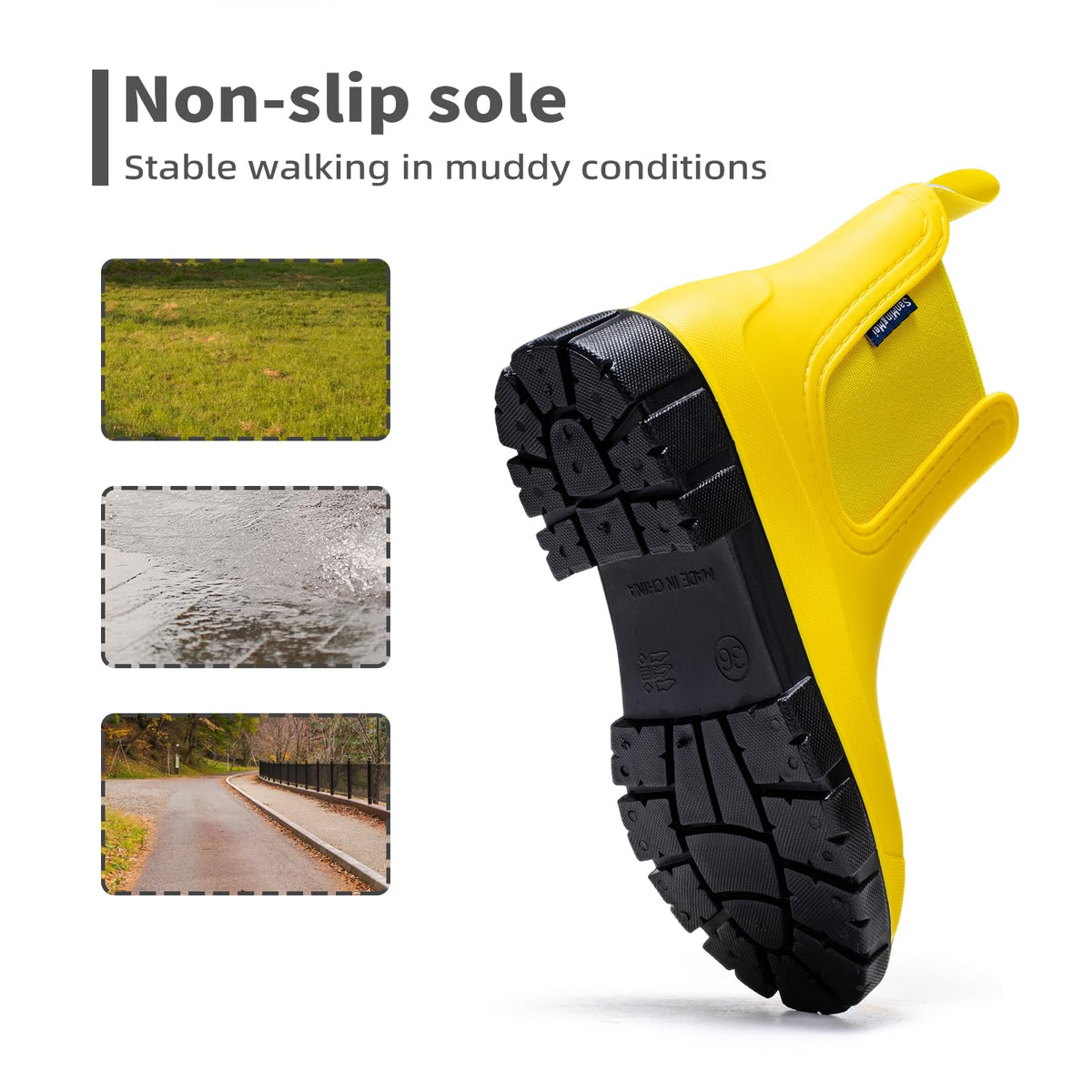 DRECAGE Wellies Boots Women Waterproof Short Chelsea Fashion Ladies Comfortable Rain Boots Outdoors Garden Walking