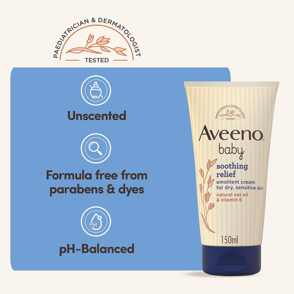 Aveeno Baby Soothing Relief Emollient Cream for Sensitive Skin (1 x 150ml)