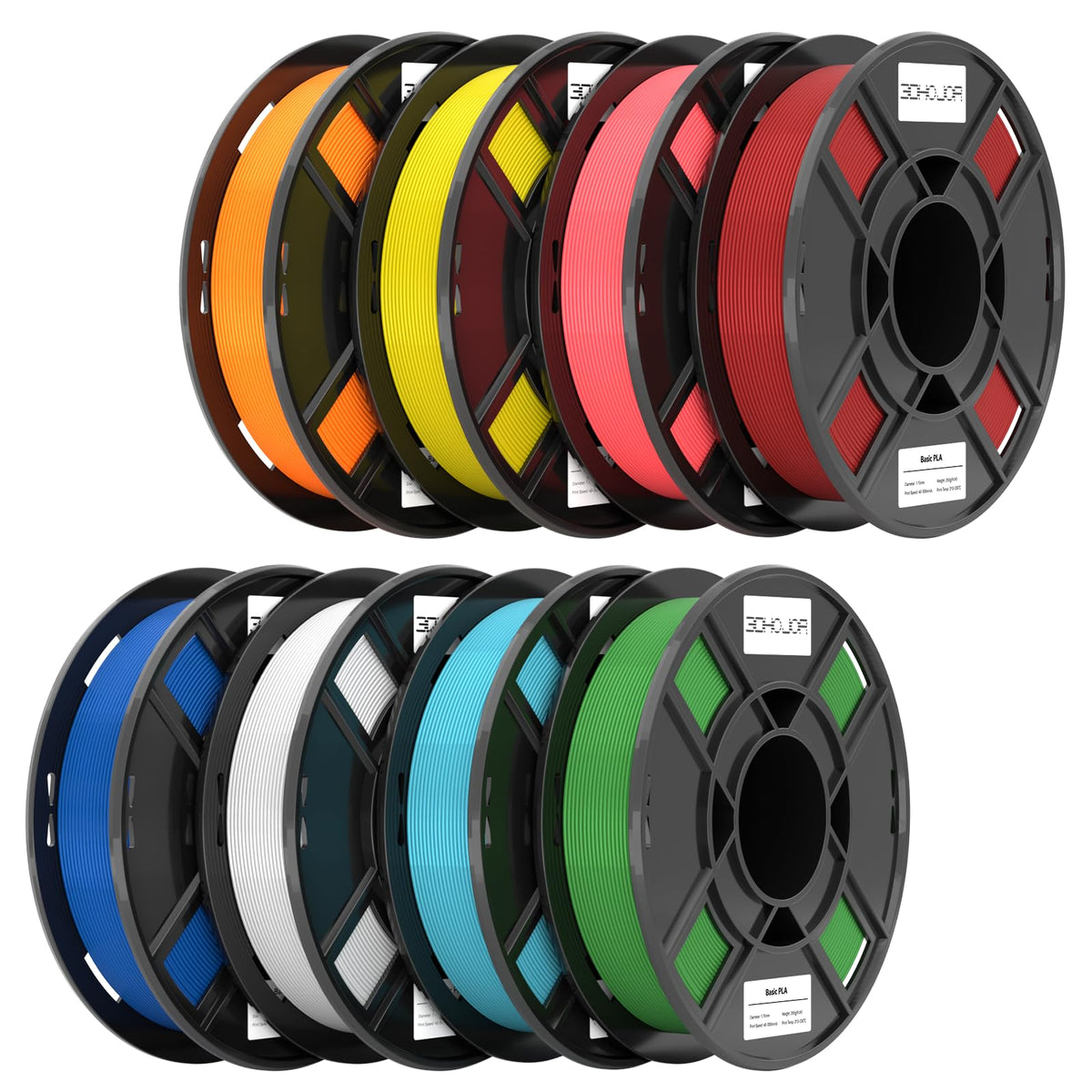 3DHoJor Basic PETG Filament 1.75mm 1kg*2 Bundle for 3D Printers-2Pack Black