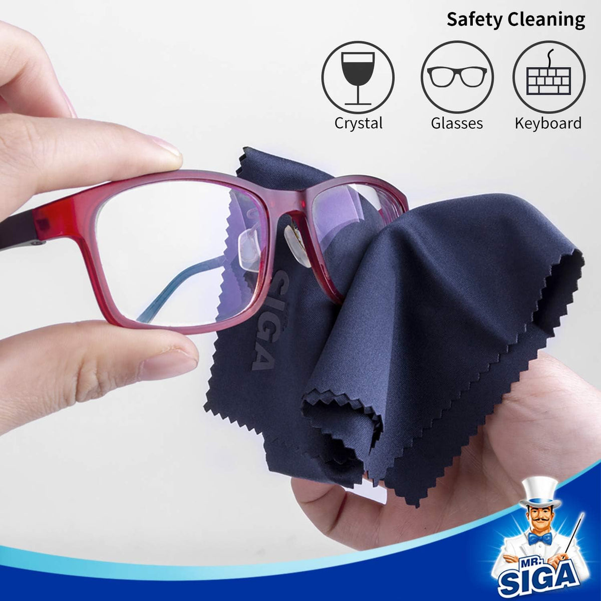 MR.SIGA Microfibre Glasses Cleaning Cloth, Spectacle Cleaner Cloth, 24 Pack