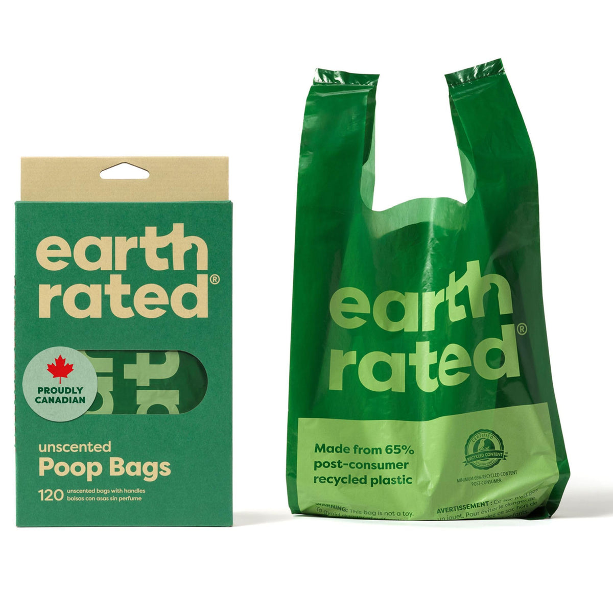 Earth Rated Dog Poo Bags with Handles, Easy Tie and Guaranteed Leakproof, Lavender Scented, 120 Bags