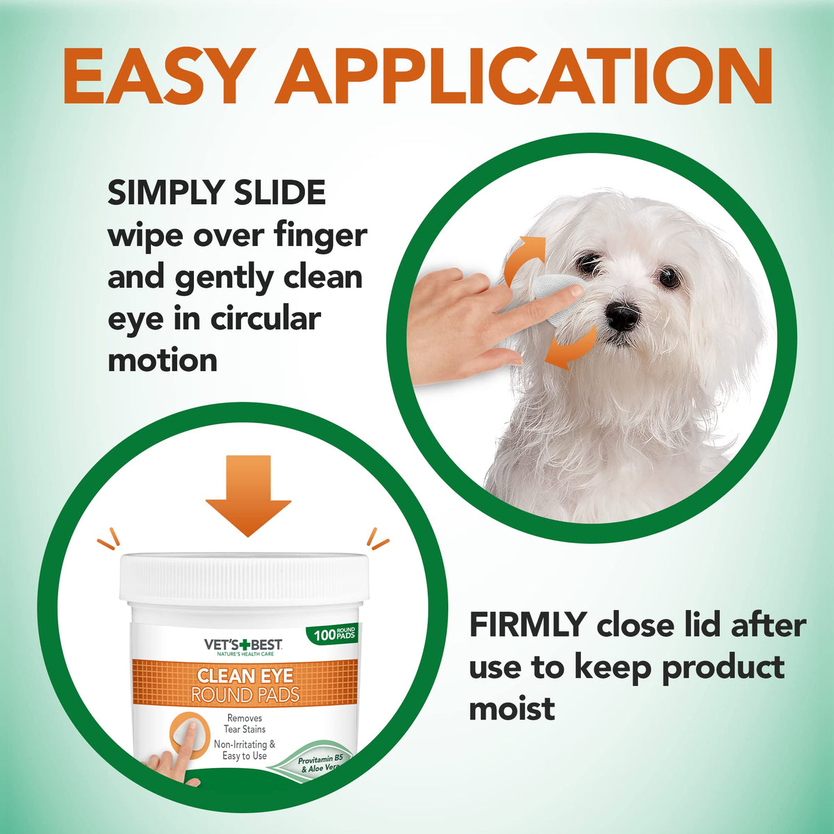 Vet's Best Ear Relief Finger Wipes 50 Disposable Wipes