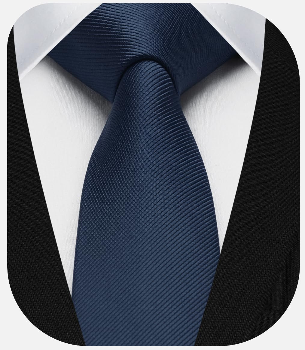 HISDERN Skinny Tie Solid Color 6cm Slim Ties for Men Wedding Classic Formal Business Necktie