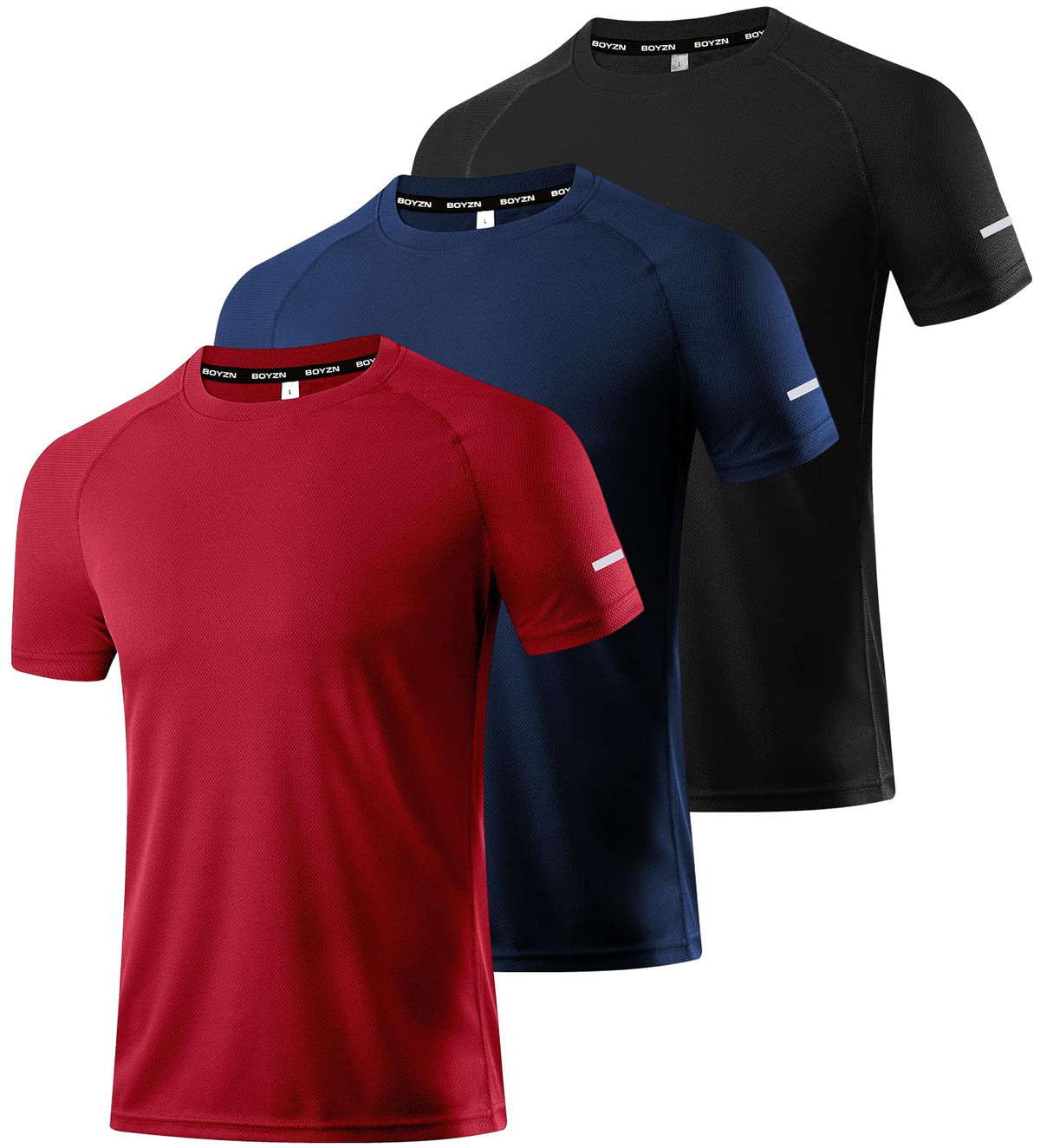 Boyzn 1, 3, 5 or 7 Pack Men's Workout Running Shirts, Dry Fit Moisture Wicking T-Shirt, Gym Athletic Short Sleeve Tee Shirts