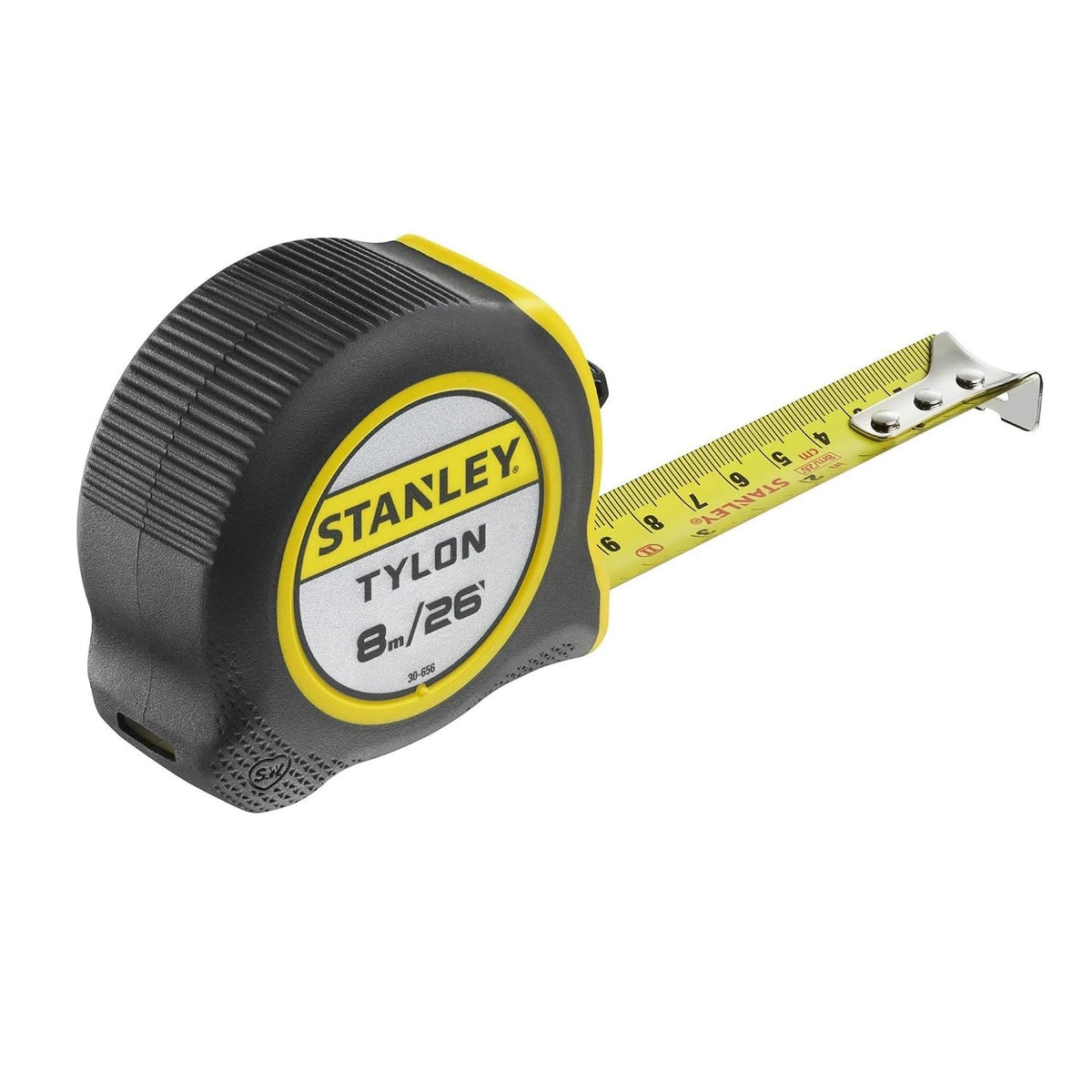 STANLEY 8m/26ft Tylon Tape Measure with TRU-ZERO Anchor Hook, Retractable, High Visibility Tape Measure, 8m x 25mm, 0-30-656