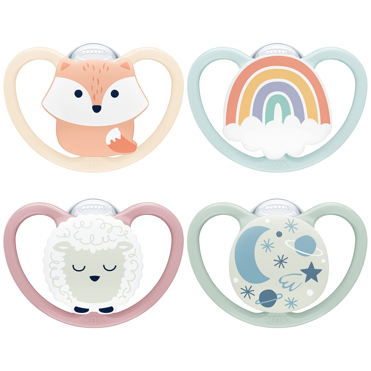 NUK Perfect Match Air Baby Dummies | 6-18 Months | Orthodontic Soothers that Promote Air Flow & Prevent Drool Rash | 95% Baby Acceptance** | Assorted | 4 Count